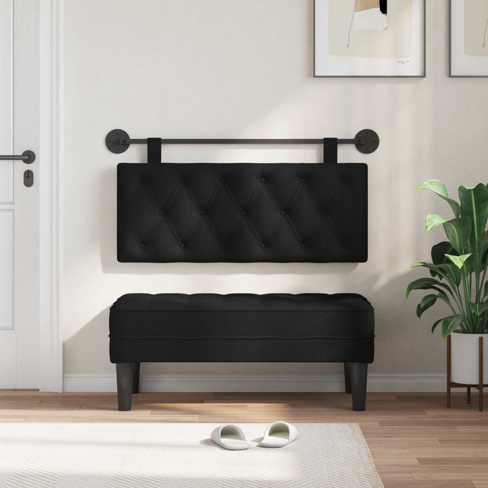 Hängendes Kopfteil Schwarz Stoff