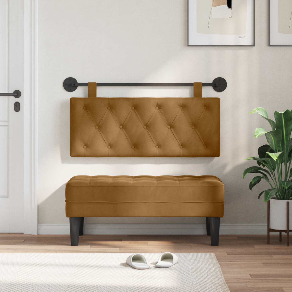 Hängendes Kopfteil Mit LED Licht Braun Samt