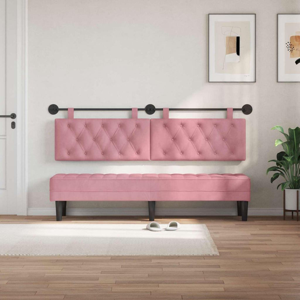 Hängendes Kopfteil Mit LED Licht Rosa Samt