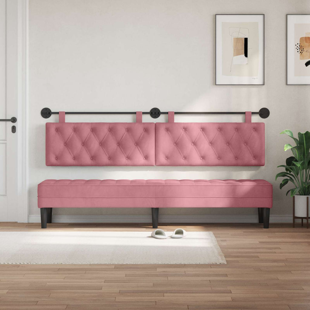 Hängendes Kopfteil Mit LED Licht Rosa Samt