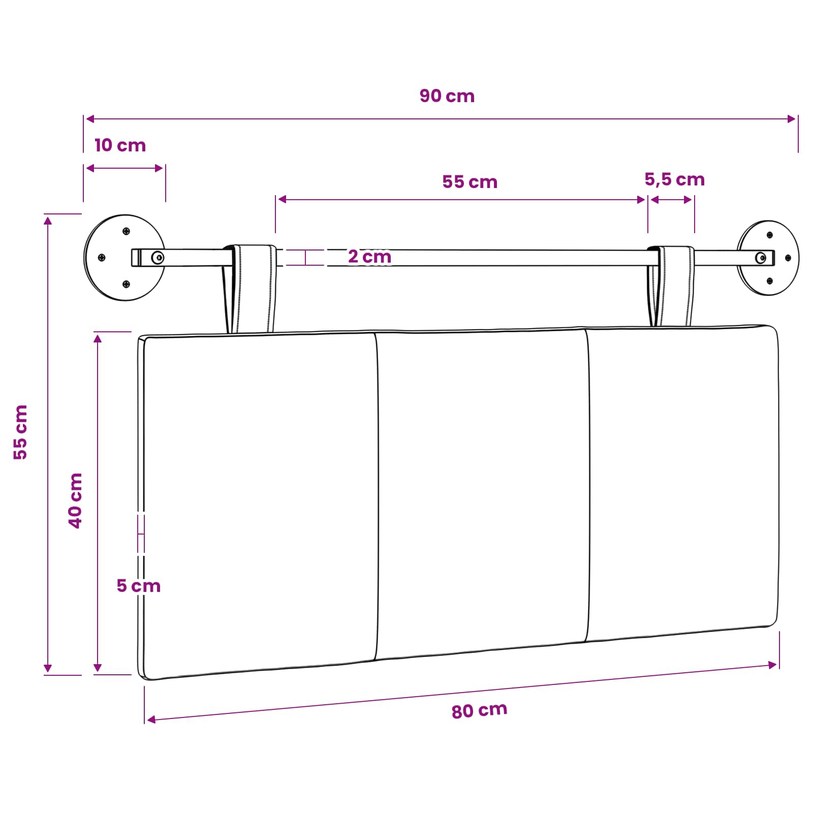 Hängendes Kopfteil Dunkelgrün Stoff