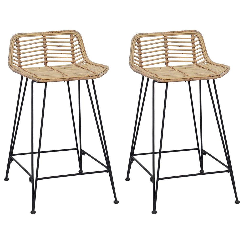 Barhocker 2 pcs Natur 44 x 45 x 76 cm Rattan und Stahl