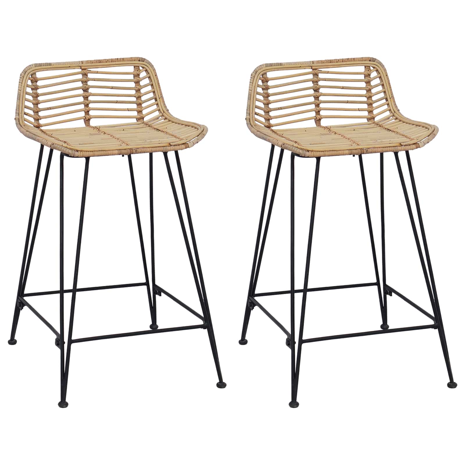 Barhocker 2 pcs Natur 44 x 45 x 76 cm Rattan und Stahl
