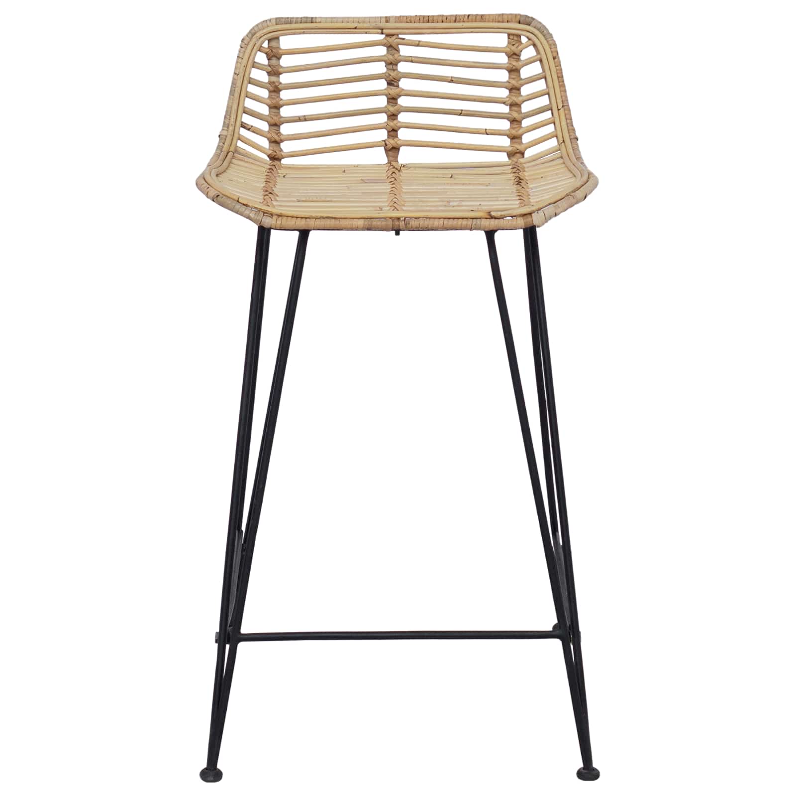 Barhocker 2 pcs Natur 44 x 45 x 76 cm Rattan und Stahl