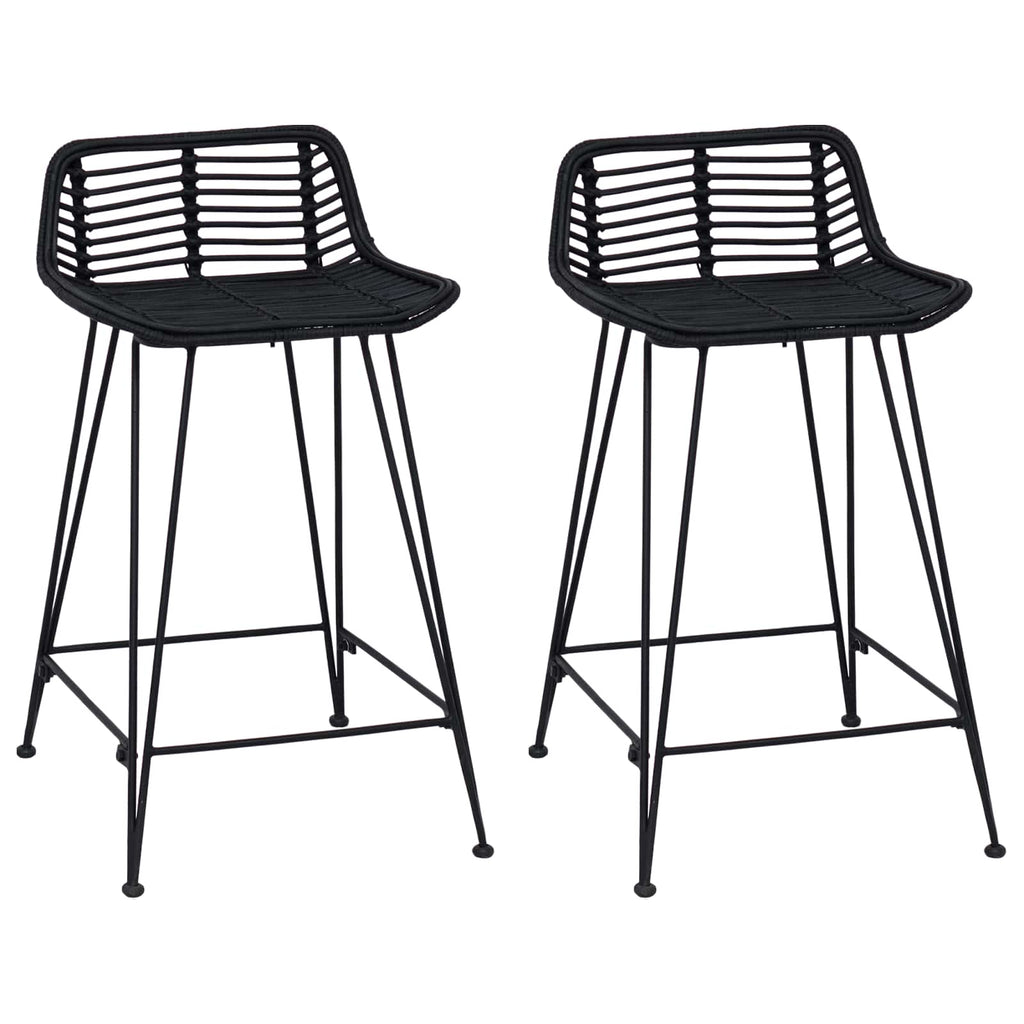 Barhocker 2 pcs Schwarz 44 x 45 x 76 cm Rattan und Stahl