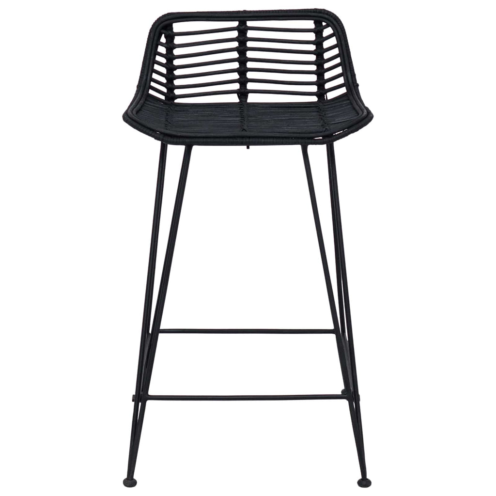 Barhocker 2 pcs Schwarz 44 x 45 x 76 cm Rattan und Stahl