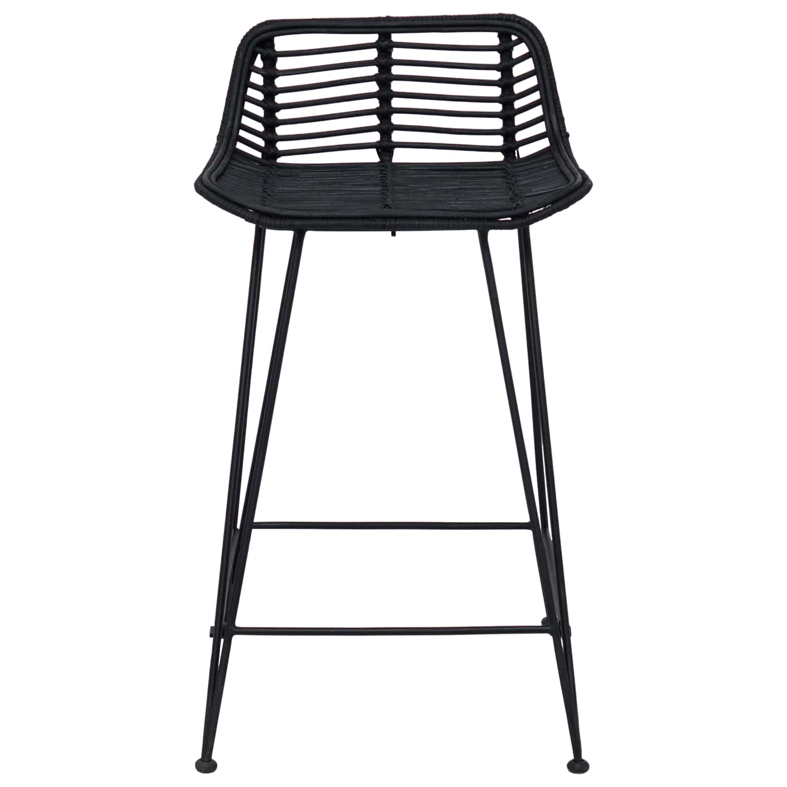 Barhocker 2 pcs Schwarz 44 x 45 x 76 cm Rattan und Stahl