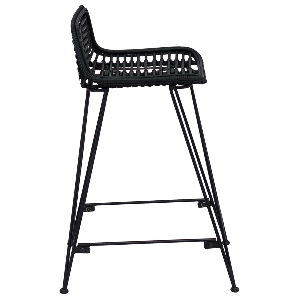 Barhocker 2 pcs Schwarz 44 x 45 x 76 cm Rattan und Stahl