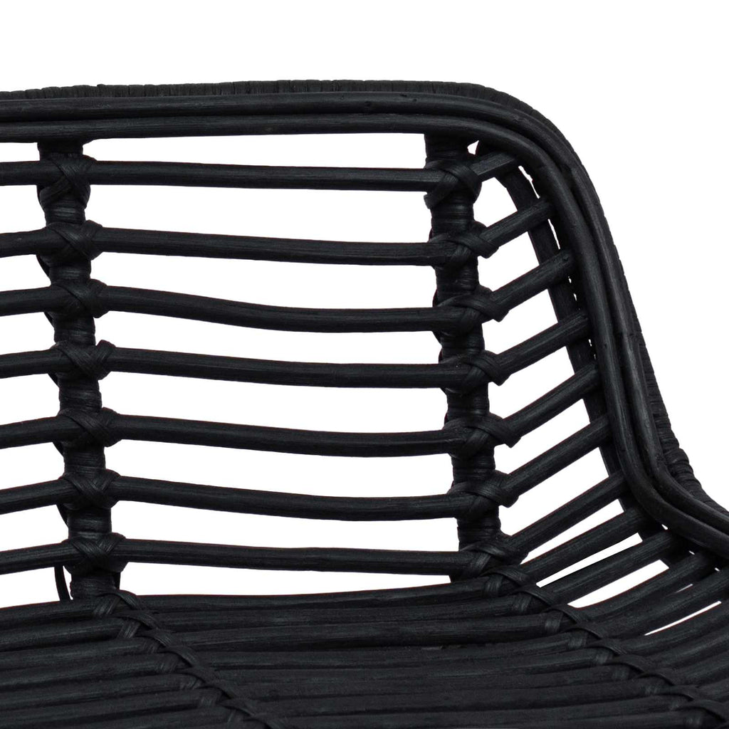 Barhocker 2 Stück Schwarz 44 x 46 x 91 cm Rattan und Stahl