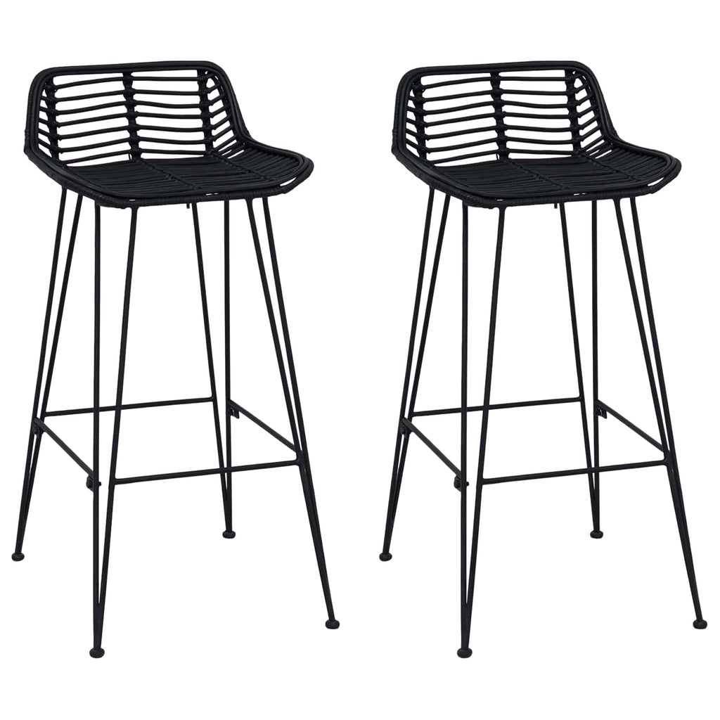 Barhocker 2 Stück Schwarz 44 x 46 x 91 cm Rattan und Stahl
