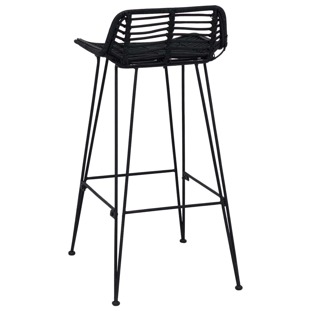 Barhocker 2 Stück Schwarz 44 x 46 x 91 cm Rattan und Stahl