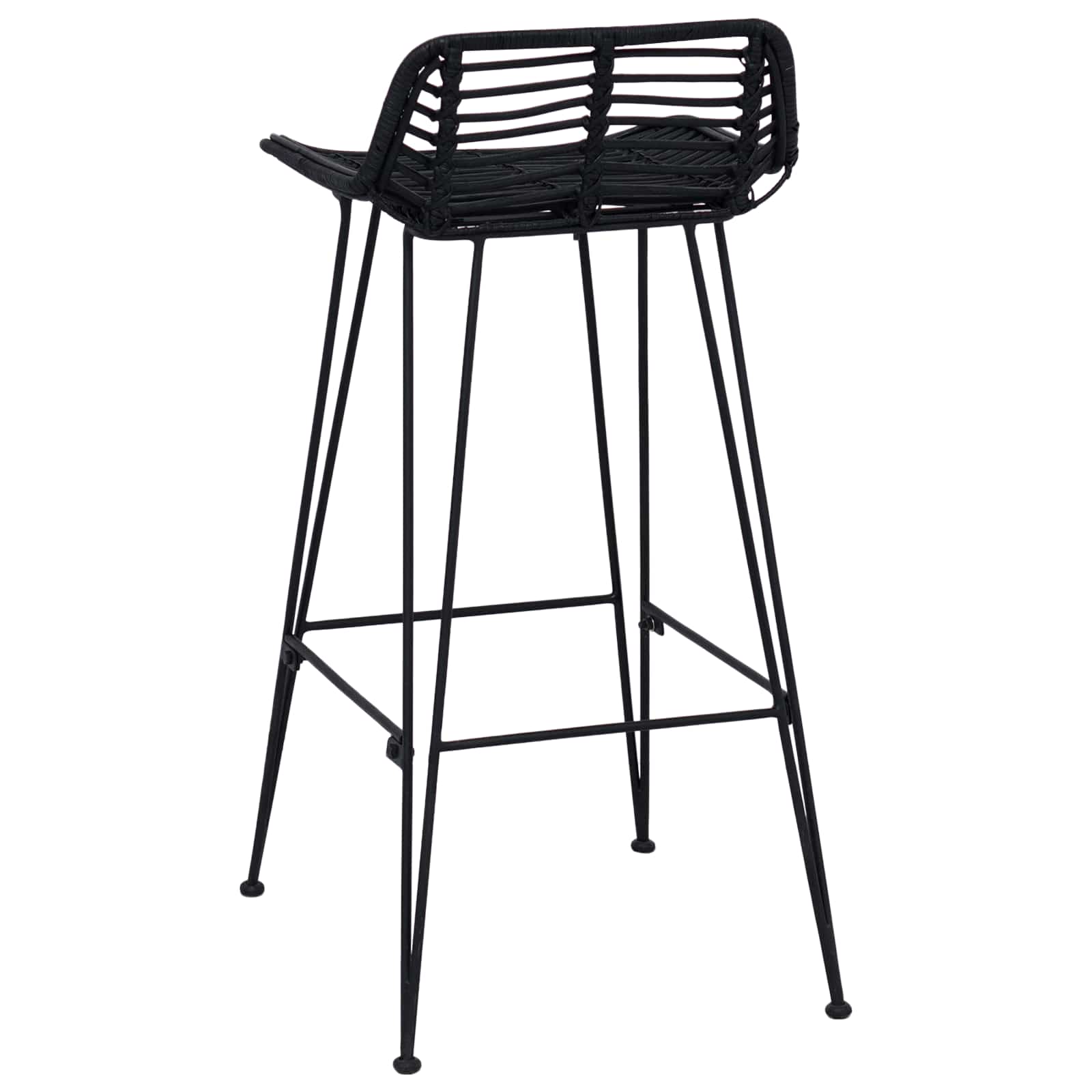 Barhocker 2 Stück Schwarz 44 x 46 x 91 cm Rattan und Stahl