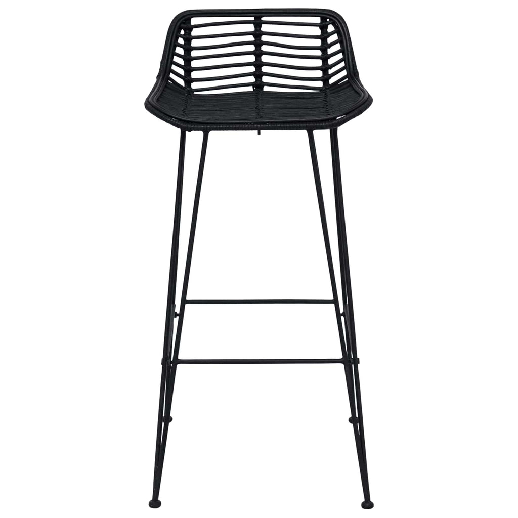 Barhocker 2 Stück Schwarz 44 x 46 x 91 cm Rattan und Stahl