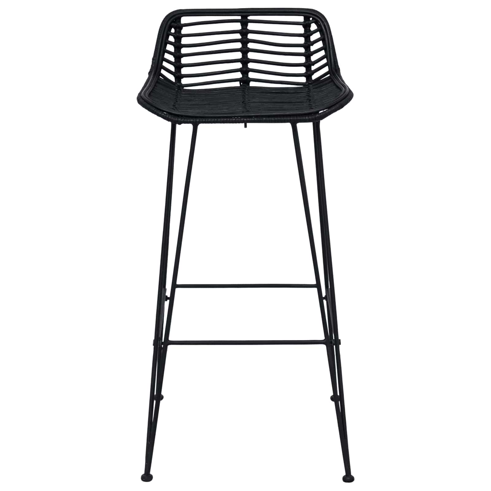 Barhocker 2 Stück Schwarz 44 x 46 x 91 cm Rattan und Stahl