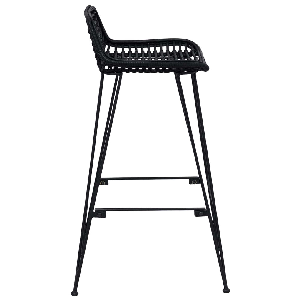 Barhocker 2 Stück Schwarz 44 x 46 x 91 cm Rattan und Stahl