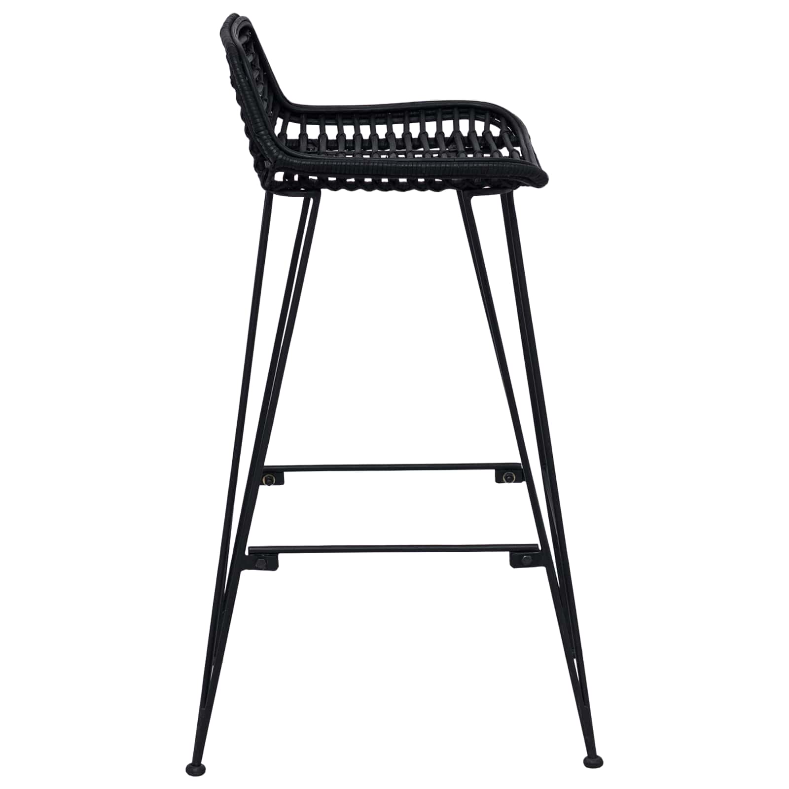 Barhocker 2 Stück Schwarz 44 x 46 x 91 cm Rattan und Stahl