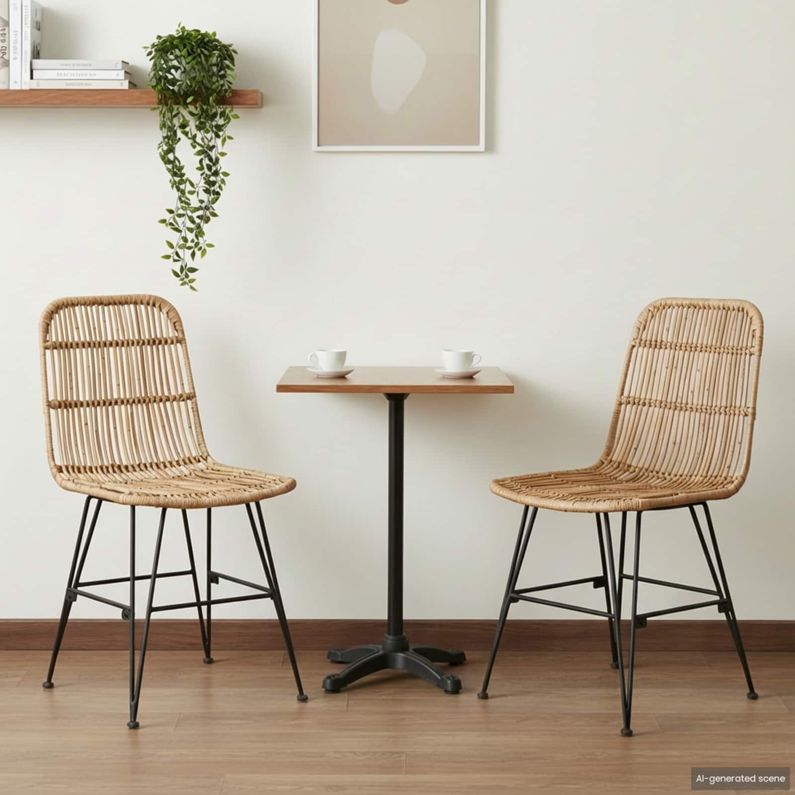 Esststuhl 2 pcs Natur 41 x 55 x 85 cm Rattan und Stahl