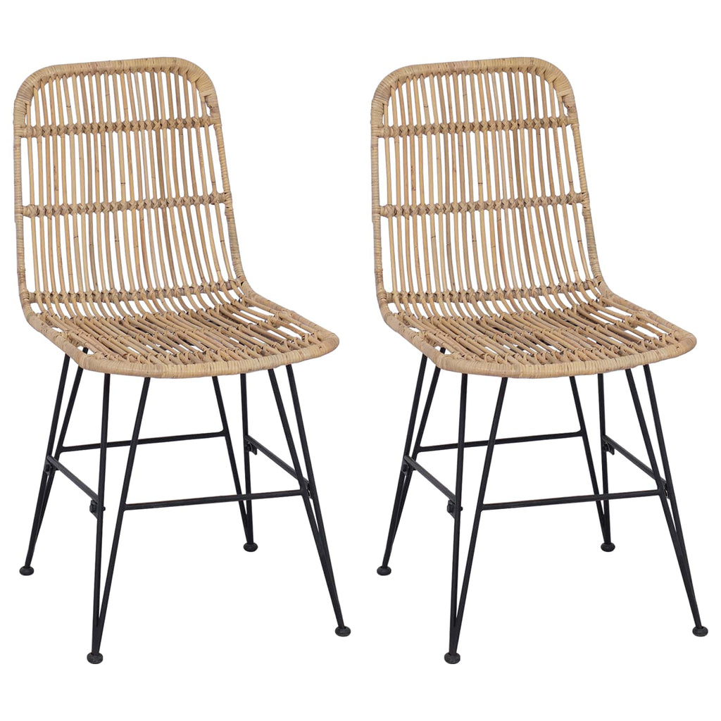Esststuhl 2 pcs Natur 41 x 55 x 85 cm Rattan und Stahl