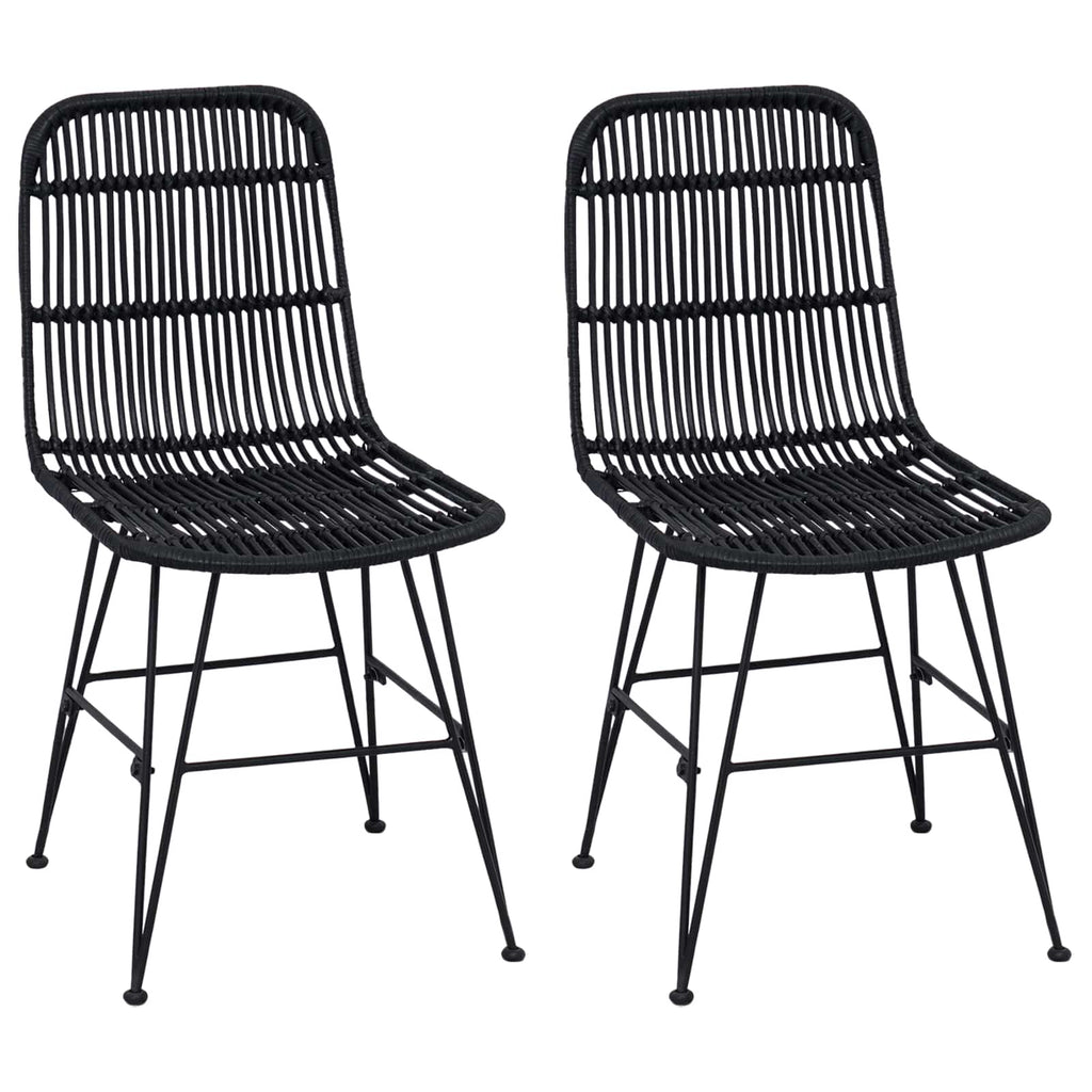 Esststuhl 2 pcs Schwarz 41 x 55 x 85 cm Rattan und Stahl