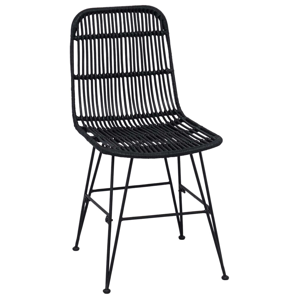 Esststuhl 2 pcs Schwarz 41 x 55 x 85 cm Rattan und Stahl