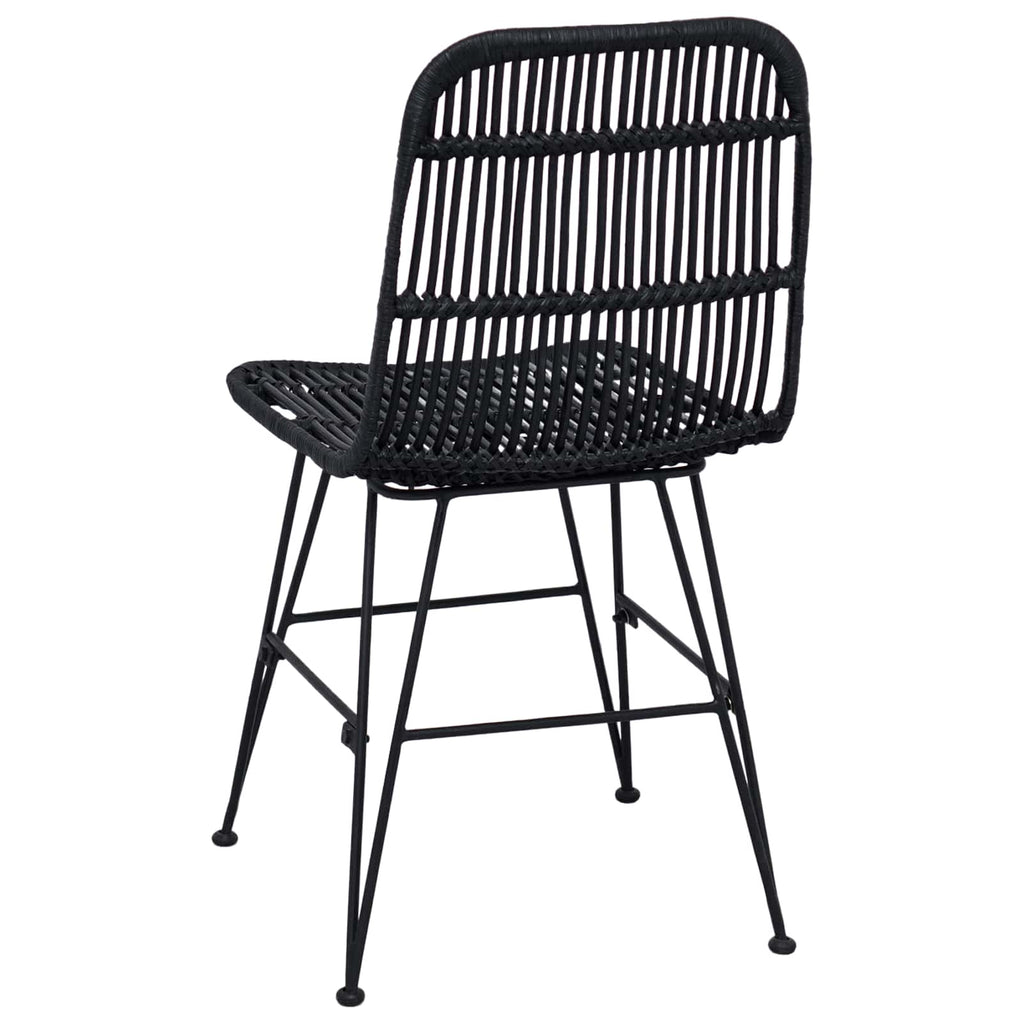Esststuhl 2 pcs Schwarz 41 x 55 x 85 cm Rattan und Stahl