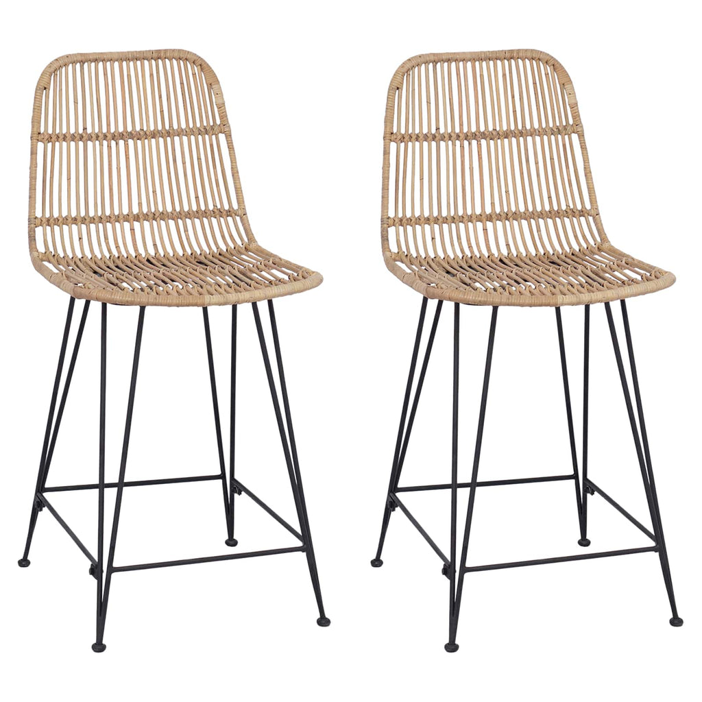 Barhocker 2 pcs Natur 44 x 54 x 96 cm Rattan und Stahl