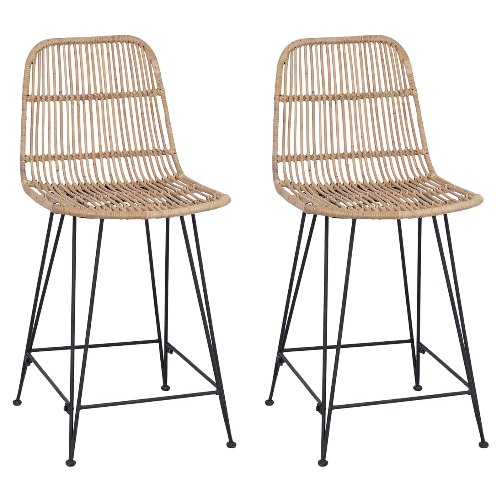 Barhocker 2 pcs Natur 44 x 54 x 96 cm Rattan und Stahl