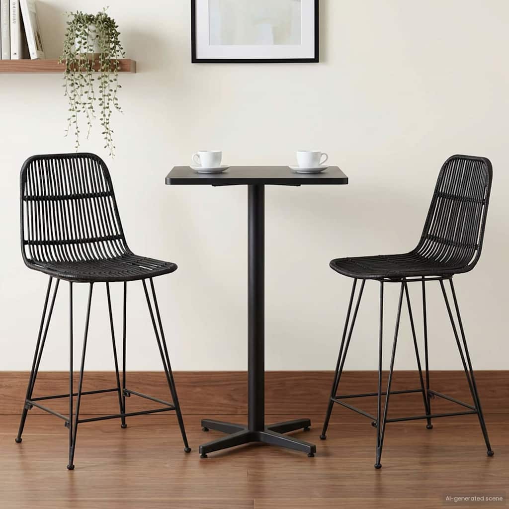 Barhocker 2 pcs Schwarz 44 x 54 x 96 cm Rattan und Stahl