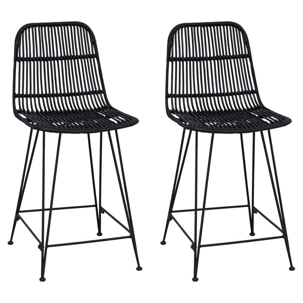 Barhocker 2 pcs Schwarz 44 x 54 x 96 cm Rattan und Stahl