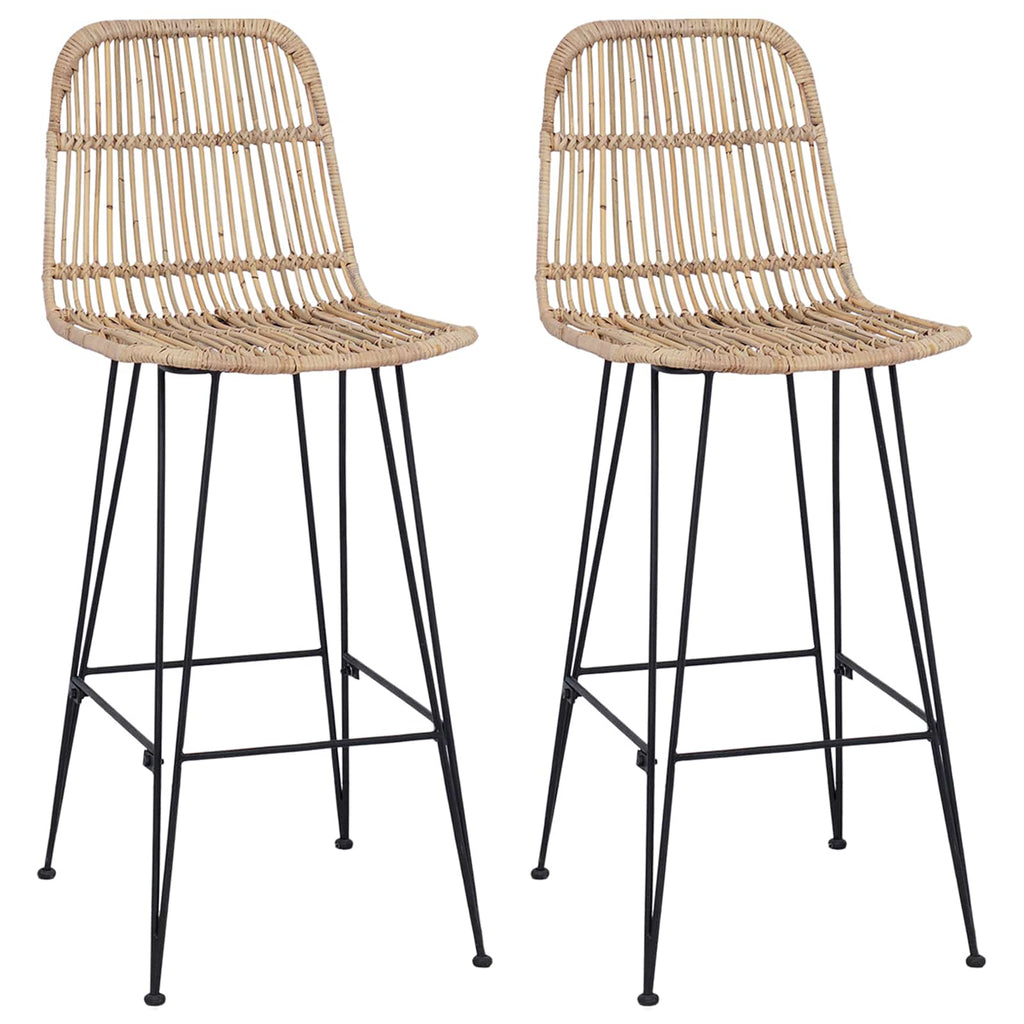 Barhocker 2 pcs Natur 44 x 55 x 109 cm Rattan und Stahl