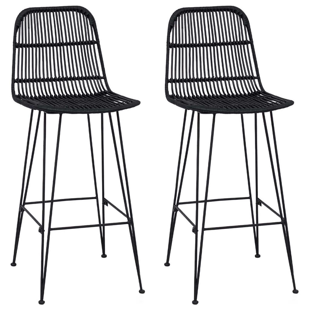 Barhocker 2 pcs Schwarz 44 x 55 x 109 cm Rattan und Stahl