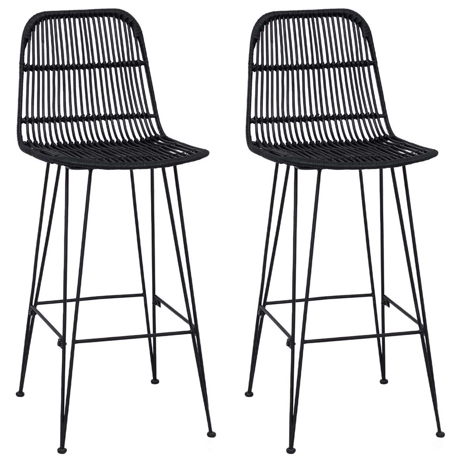 Barhocker 2 pcs Schwarz 44 x 55 x 109 cm Rattan und Stahl