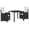 Outdoortisch-Set 3 pcs Schwarz und Cremeweiß 90 x 90 x 75 cm