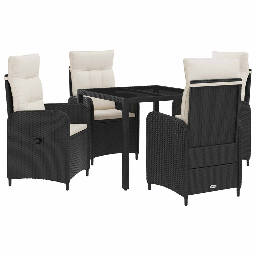 Outdoortisch-Set 5 pcs Schwarz und Cremeweiß 90 x 90 x 75 cm