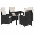 Outdoortisch-Set 5 pcs Schwarz und Cremeweiß 90 x 90 x 75 cm