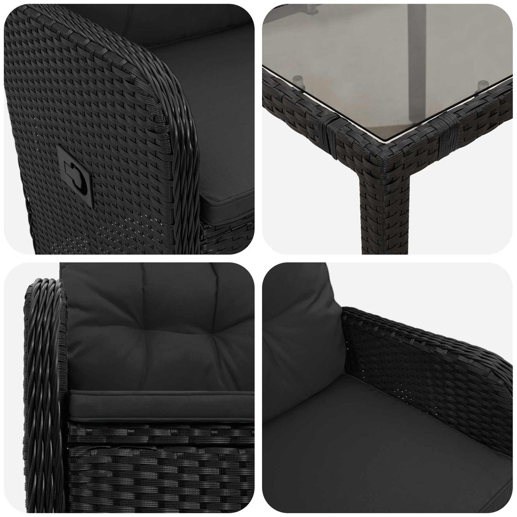 Outdoortisch-Set 5 pcs Schwarz 150 x 90 x 75 cm Poly-Rattan