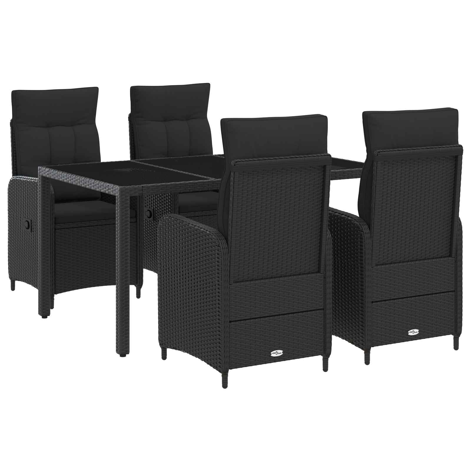 Outdoortisch-Set 5 pcs Schwarz 150 x 90 x 75 cm Poly-Rattan
