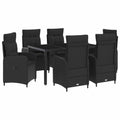 Outdoortisch-Set 7 pcs Schwarz 150 x 90 x 75 cm Poly-Rattan