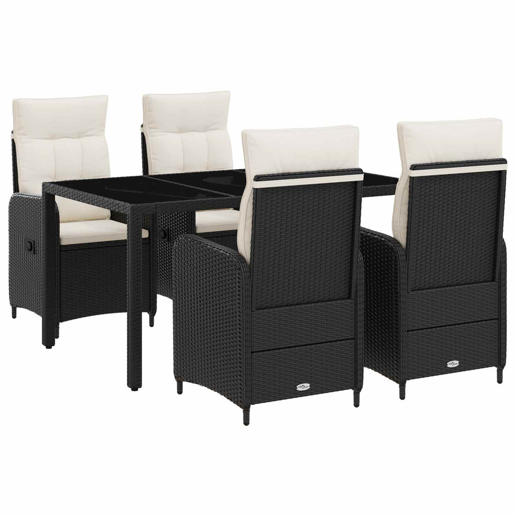 Outdoortisch-Set 5 pcs Schwarz und Cremeweiß 150 x 90 x 75 cm