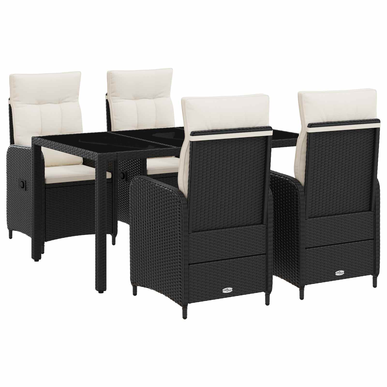 Outdoortisch-Set 5 pcs Schwarz und Cremeweiß 150 x 90 x 75 cm
