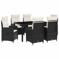 Outdoortisch-Set 7 pcs Schwarz und Cremeweiß 150 x 90 x 75 cm