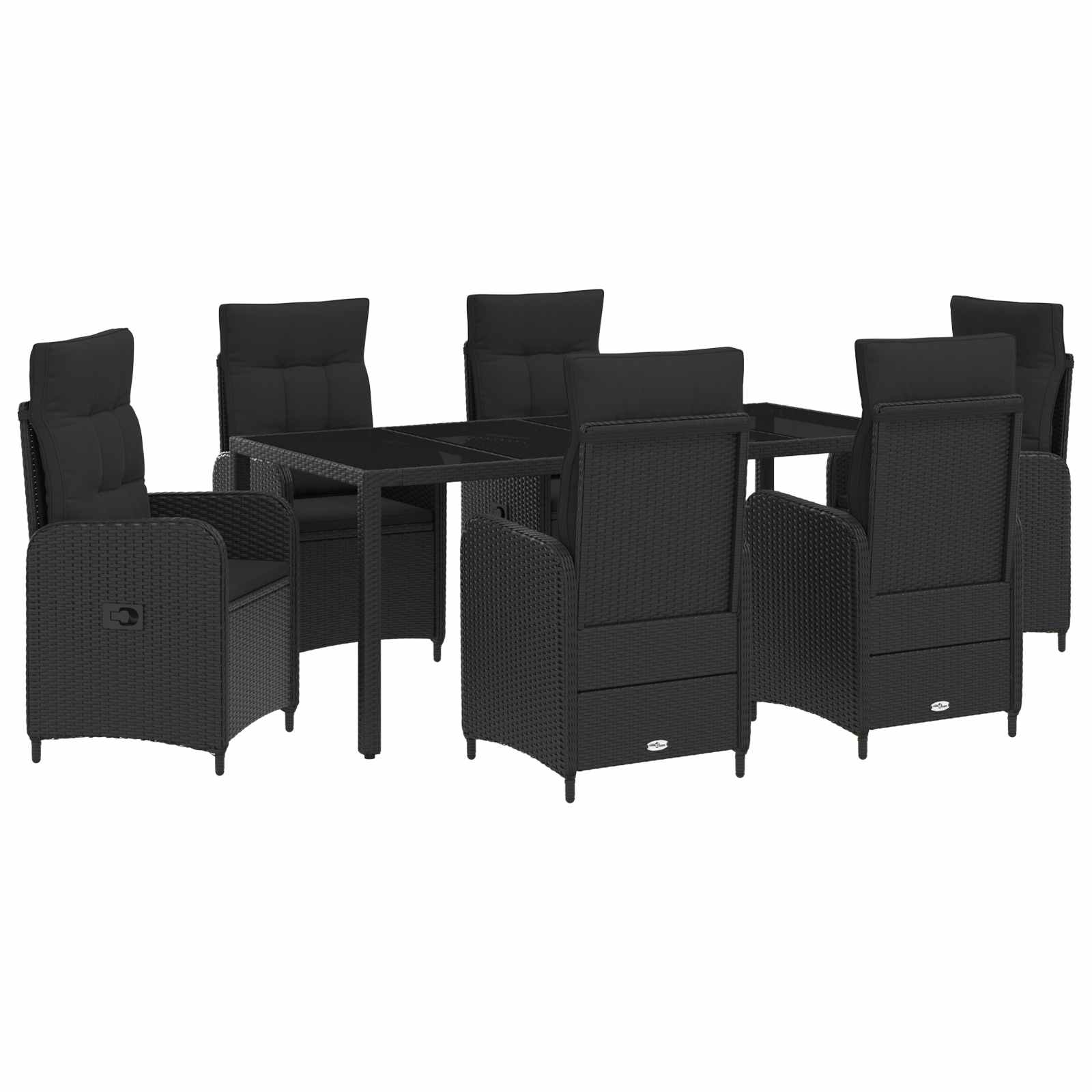 Outdoortisch-Set 7 pcs Schwarz 190 x 90 x 75 cm Poly-Rattan