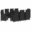 Outdoortisch-Set 9 pcs Schwarz 190 x 90 x 75 cm Poly-Rattan
