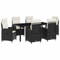 Outdoortisch-Set 7 pcs Schwarz und Cremeweiß 190 x 90 x 75 cm