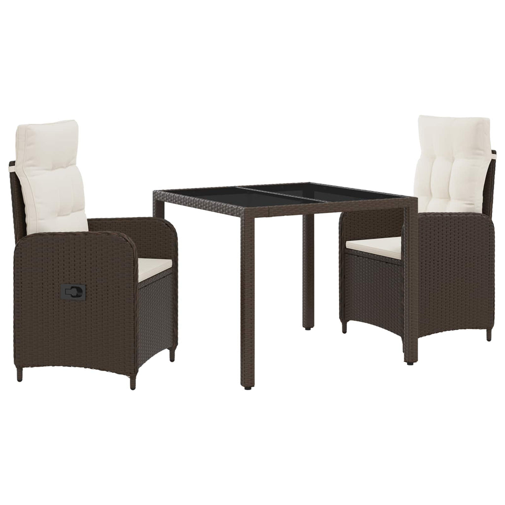 Outdoortisch-Set 3 pcs Braun und Creme Weiß 90 x 90 x 75 cm