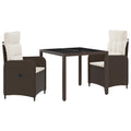 Outdoortisch-Set 3 pcs Braun und Creme Weiß 90 x 90 x 75 cm