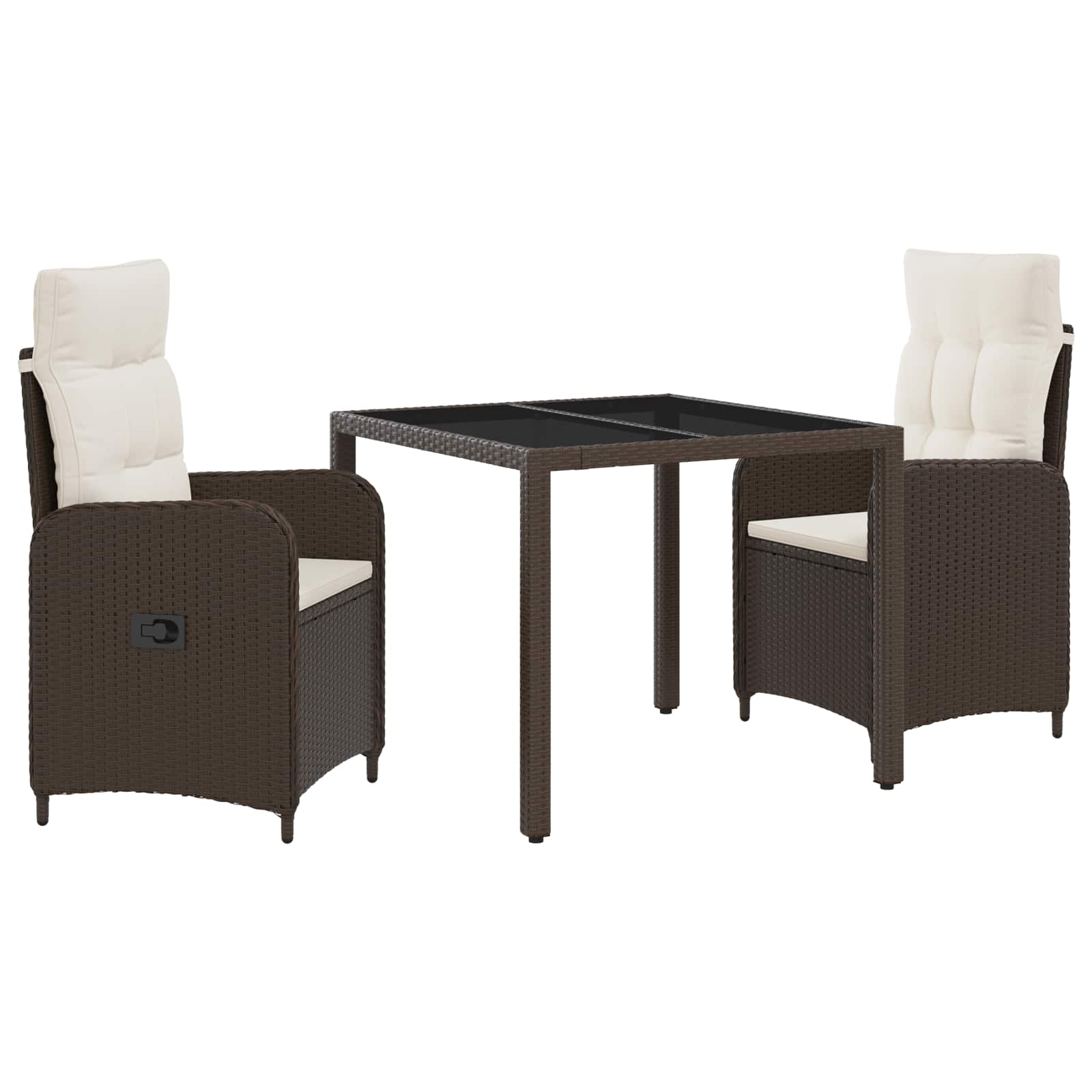 Outdoortisch-Set 3 pcs Braun und Creme Weiß 90 x 90 x 75 cm
