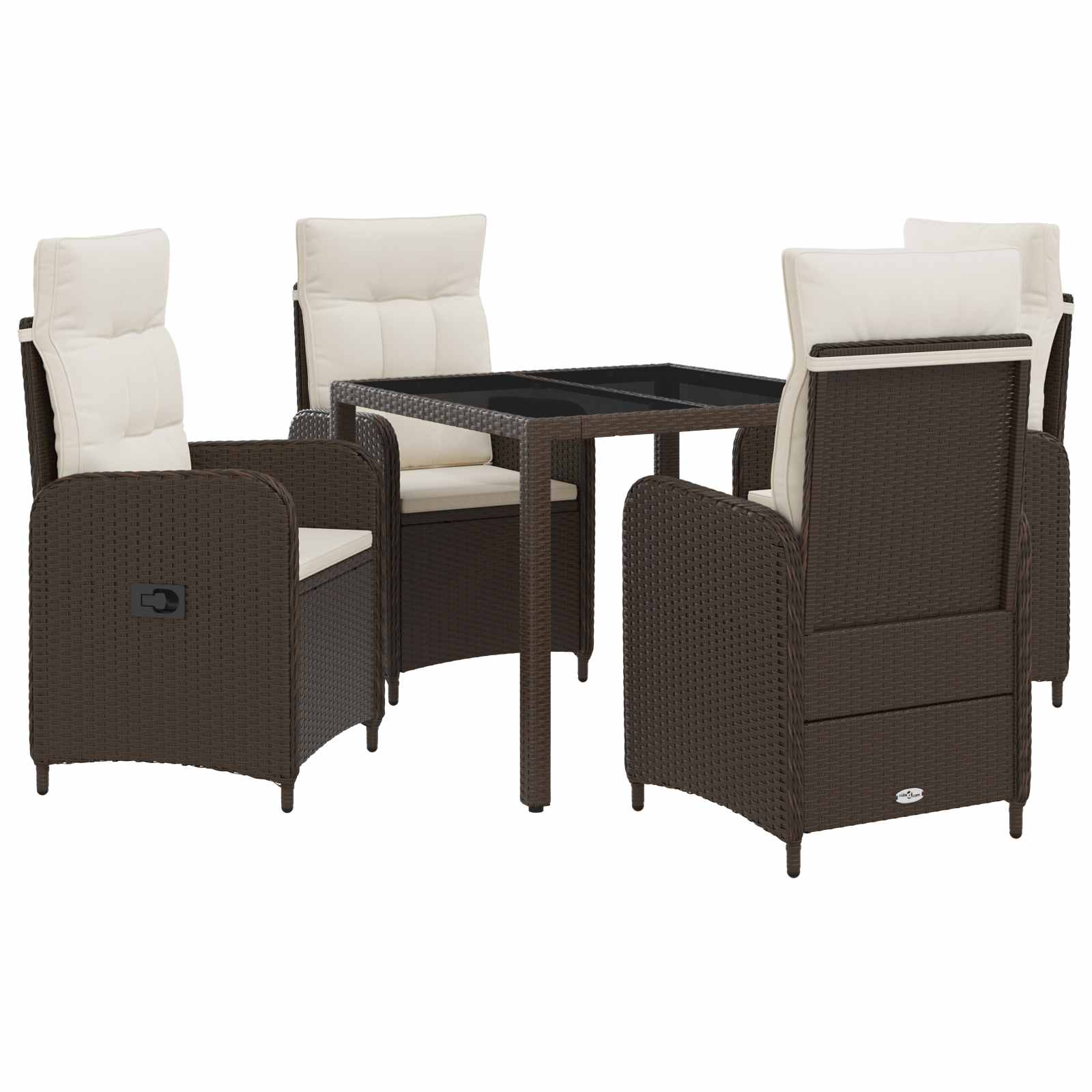 Outdoortisch-Set 5 pcs Braun und Creme Weiß 90 x 90 x 75 cm