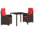 Outdoortisch-Set 3 pcs Poly-Rattan