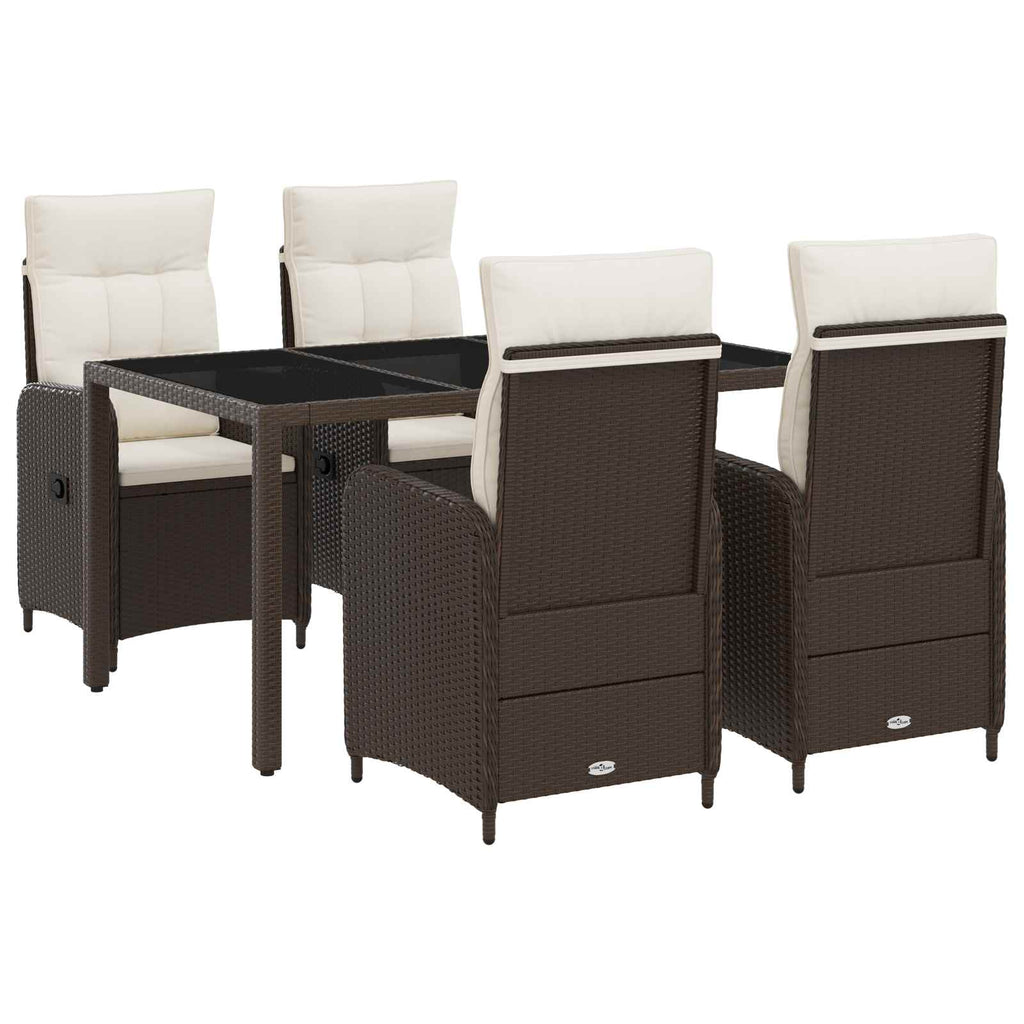 Outdoortisch-Set 5 pcs Braun und Creme Weiß 150 x 90 x 75 cm